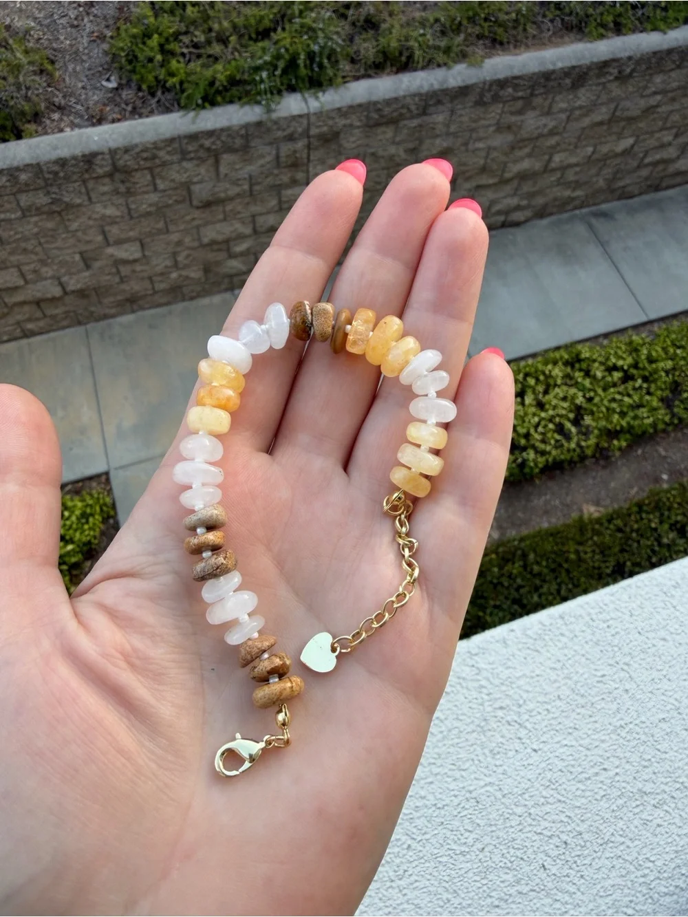 Beaded Bracelet with Yellow, White and Brown Natural Beads